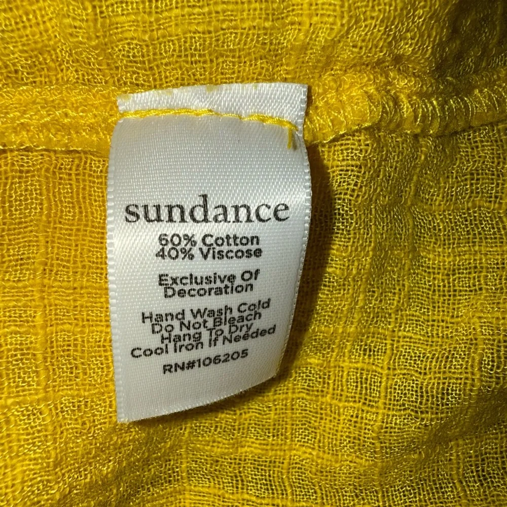 Sundance Artists Dream Sheer Blouse Ladder Lace Ruffle Neck and Tassel Tie Small